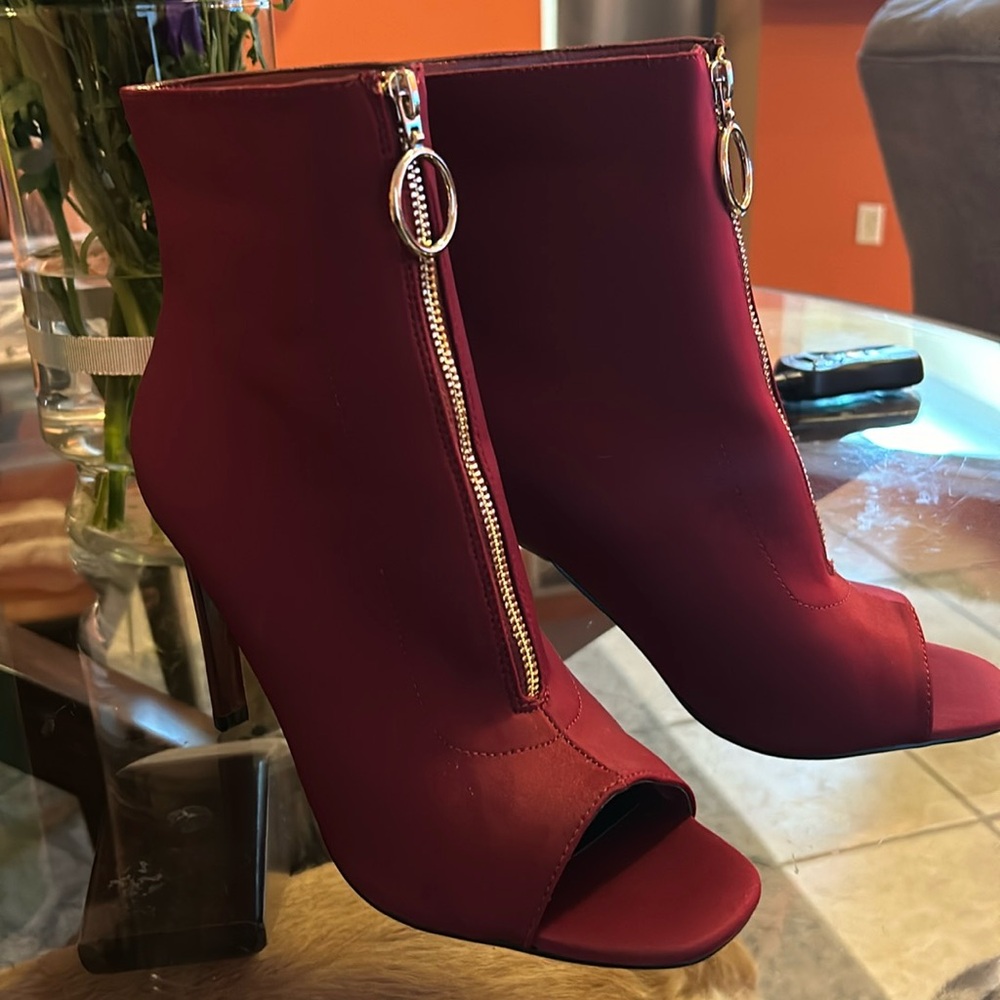 Beautiful Merlot ASOS peep toe sock bootie- size 11. Never worn!